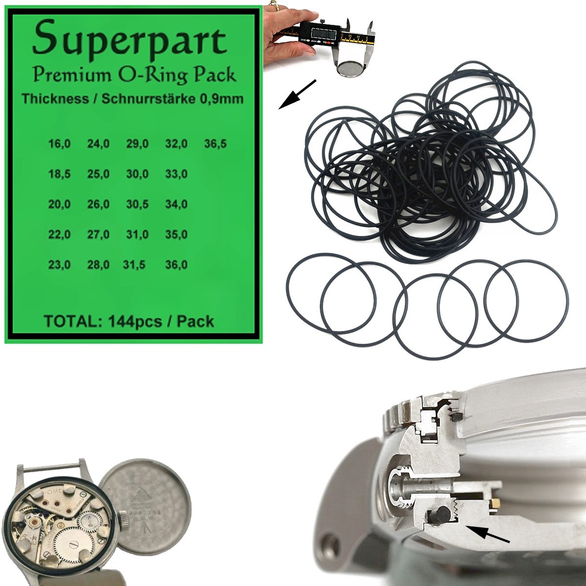 Kit Guarnizioni O Ring 3-50mm Set 419 Pz Rondelle Gommini Tenuta