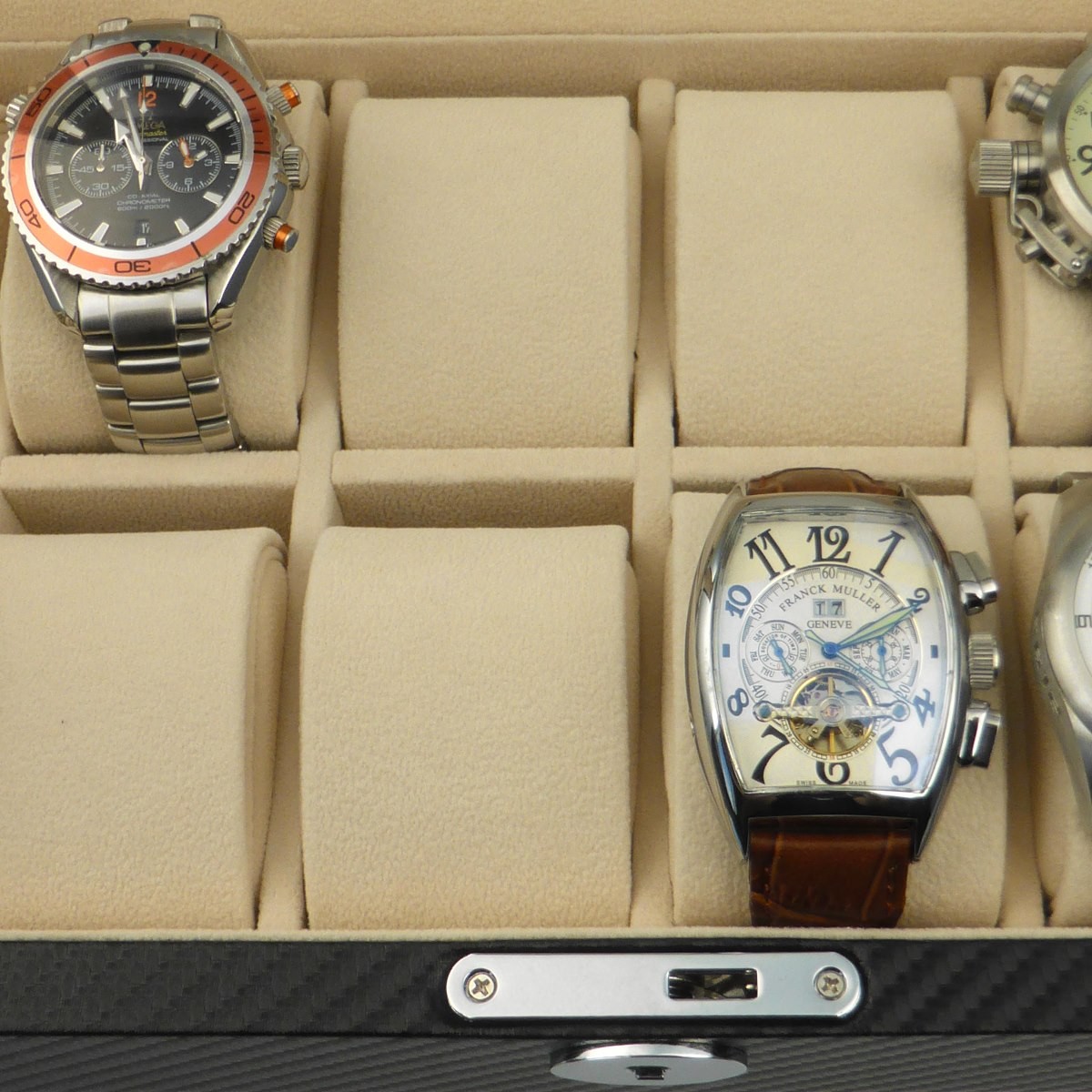 Custodia 2 Orologi Scatola Carica Orologio USB-DC Automatico Fibra Di Carbonio