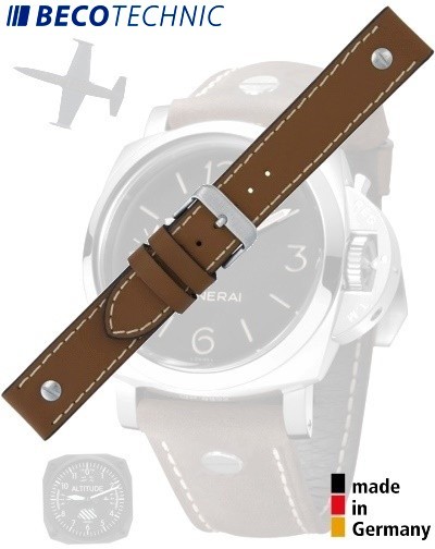 Cinturino in pelle Chrono-Pilot marrone dorato 24 mm
