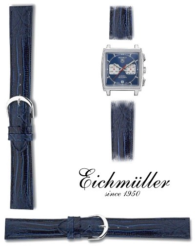 Uhrenband Eidechs-Narbung blau 14 chrom