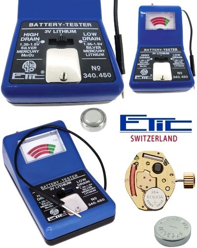ETIC SWITZERLAND PRO dispositivo per il controllo di pile per orologi - Tester  per batterie 340 450